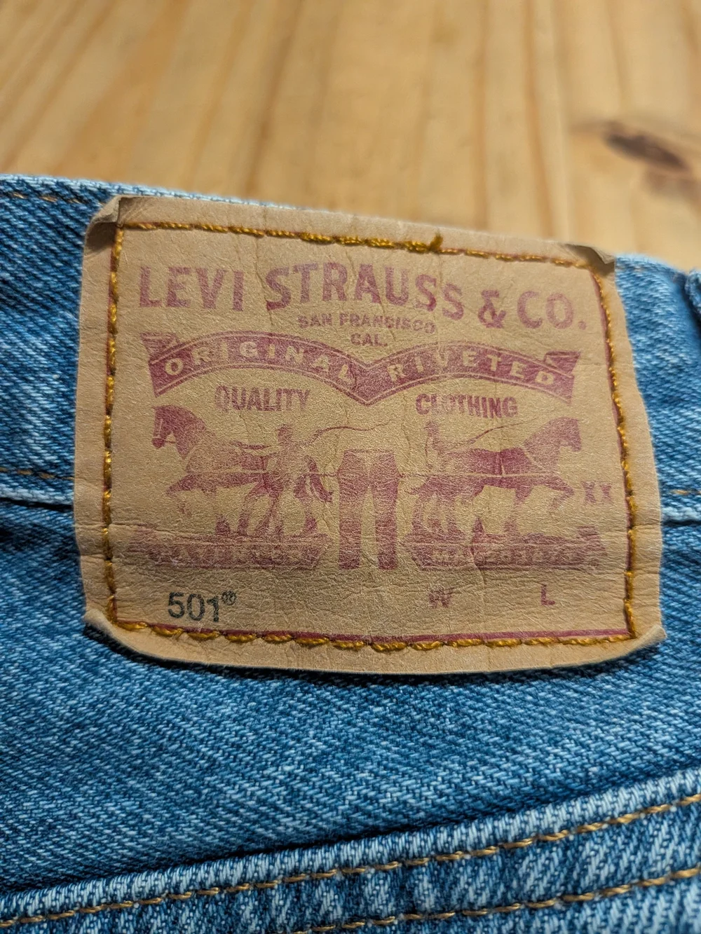 Levi's Medium Blue Distressed Denim Shorts